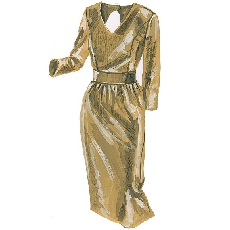 Vintage Lame Dress Gold