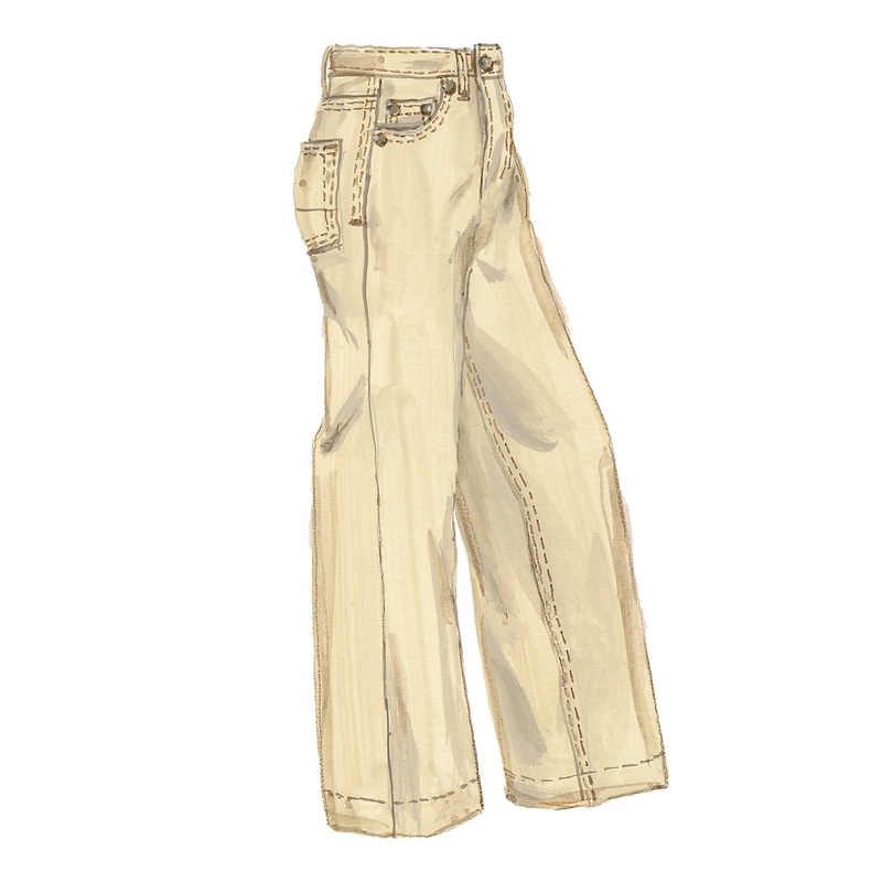 Five Pocket Denim Wide Legs Natural