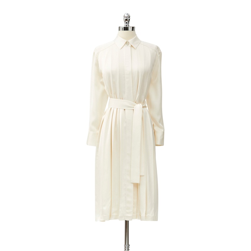 Bon Voyage Pleated Shirtdress Ivory