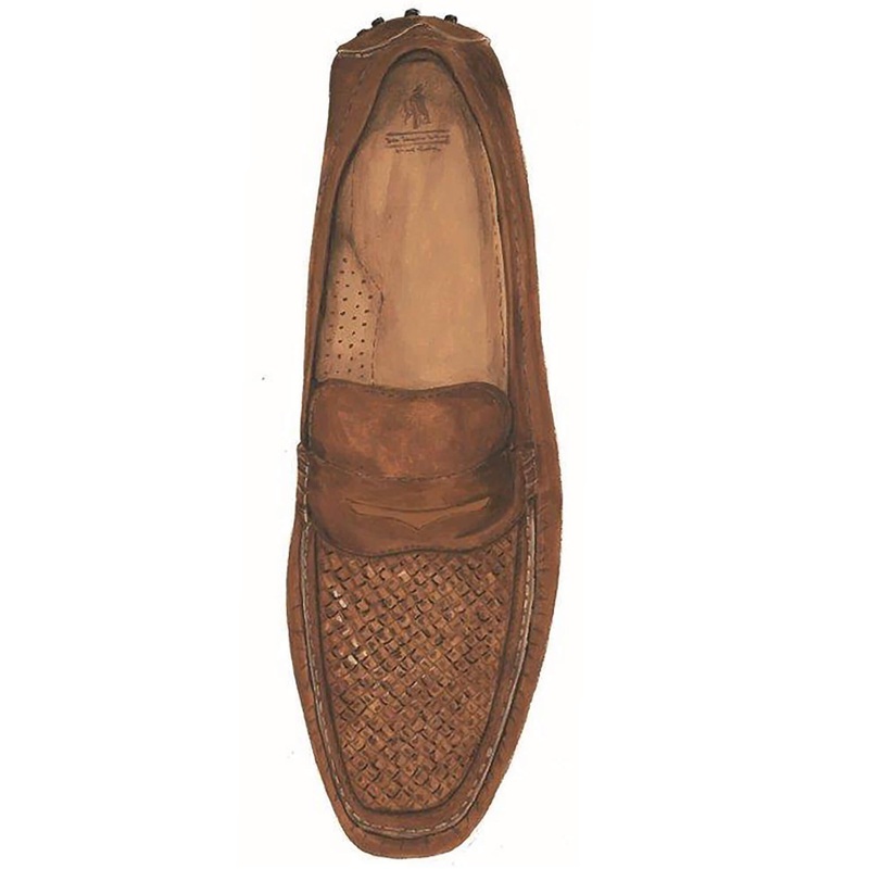 Woven Leather Driving Shoe Cognac