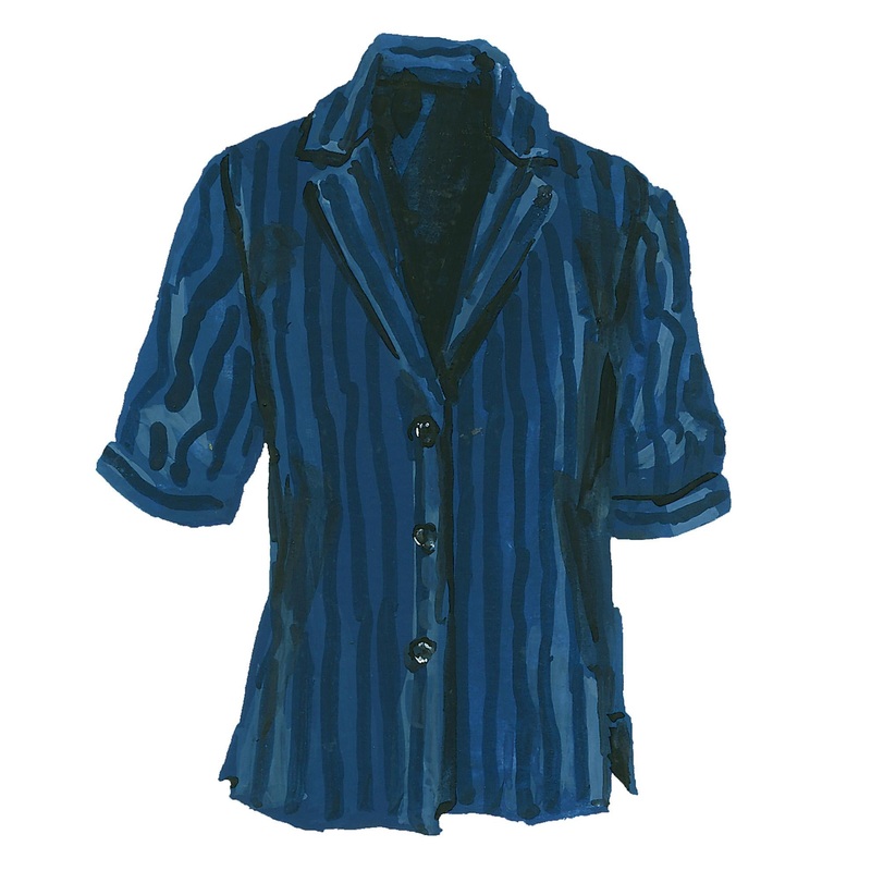 1940s Screen-Test Silk Shirt Navy