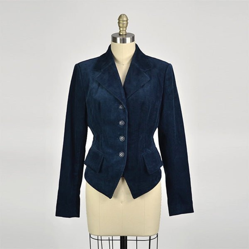 Equestrian-Style Cord Blazer Navy