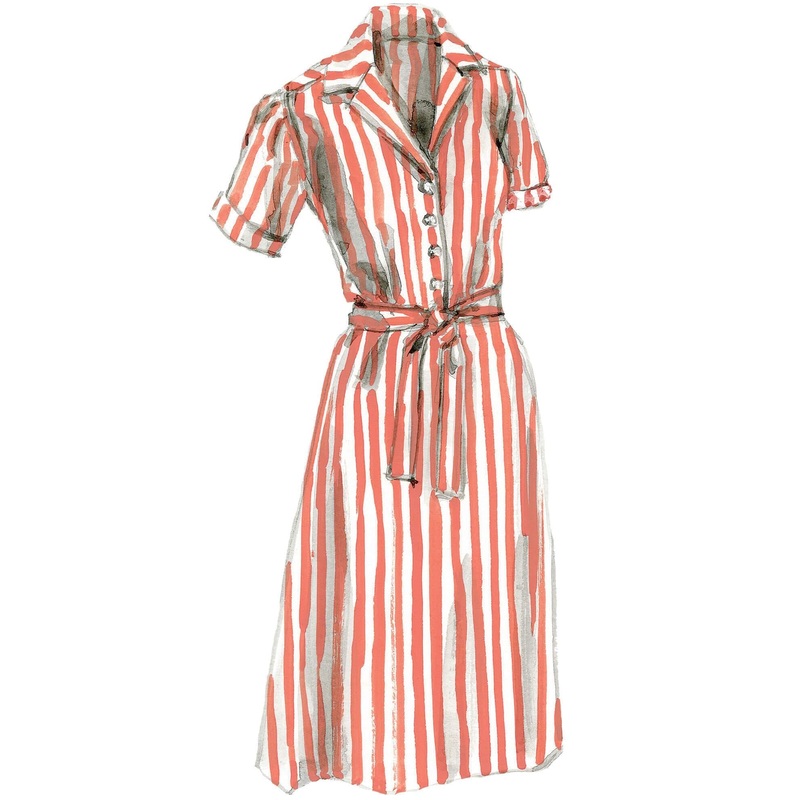 Striped Day Dress Light Blue