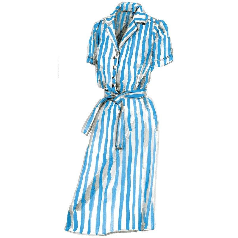 Striped Day Dress Light Blue