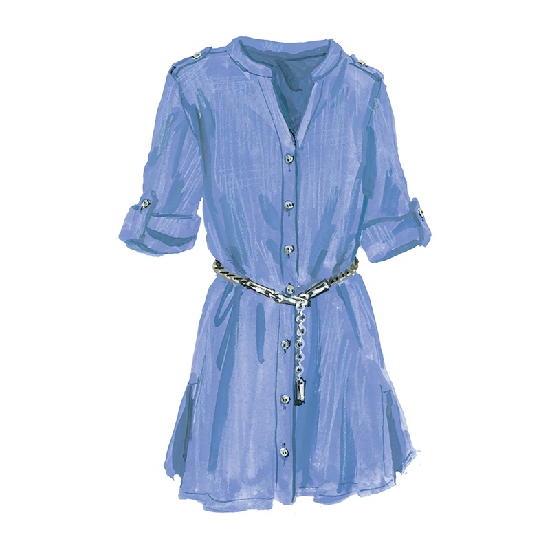 Belted Tunic Blue Chambray