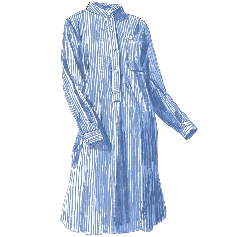 Marie Antoinette Striped Nightshirt Blue White Stripe