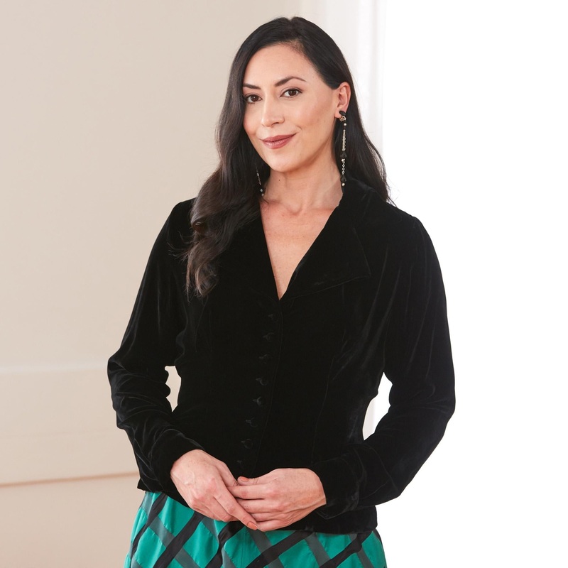 Velvet Weskit Blouse Black