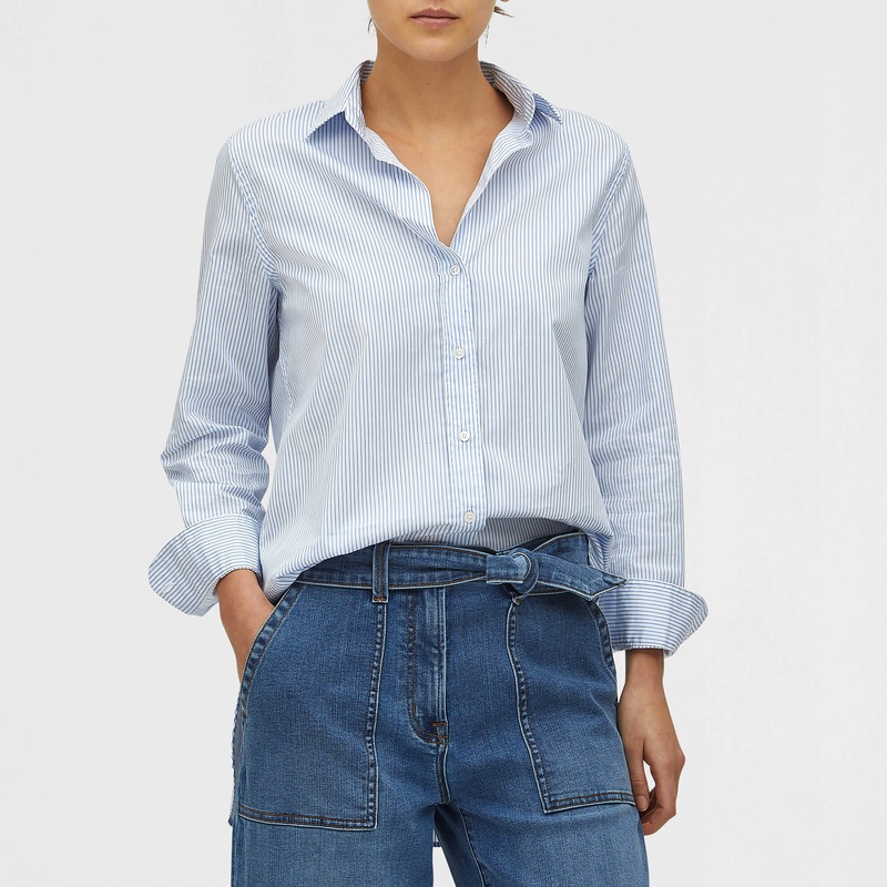 Boyfriend Button Down Blue White Candy Stripe