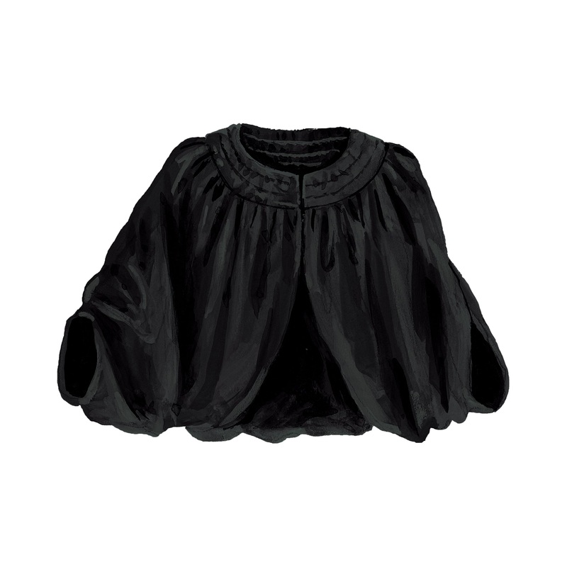 1930s Velvet Capelet Black