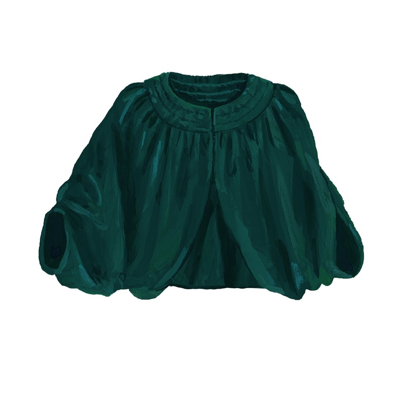 1930s Velvet Capelet Teal