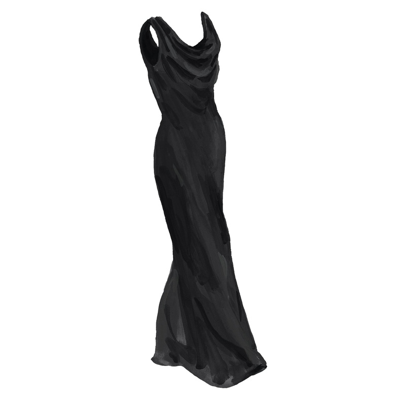 1930s Velvet Evening Dress Black