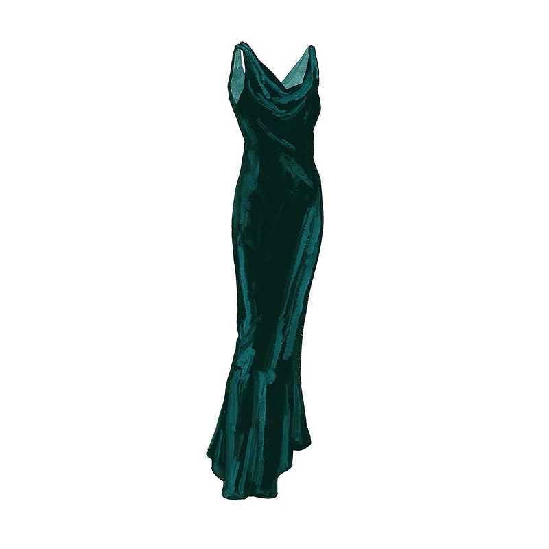 1930s Velvet Evening Dress Teal