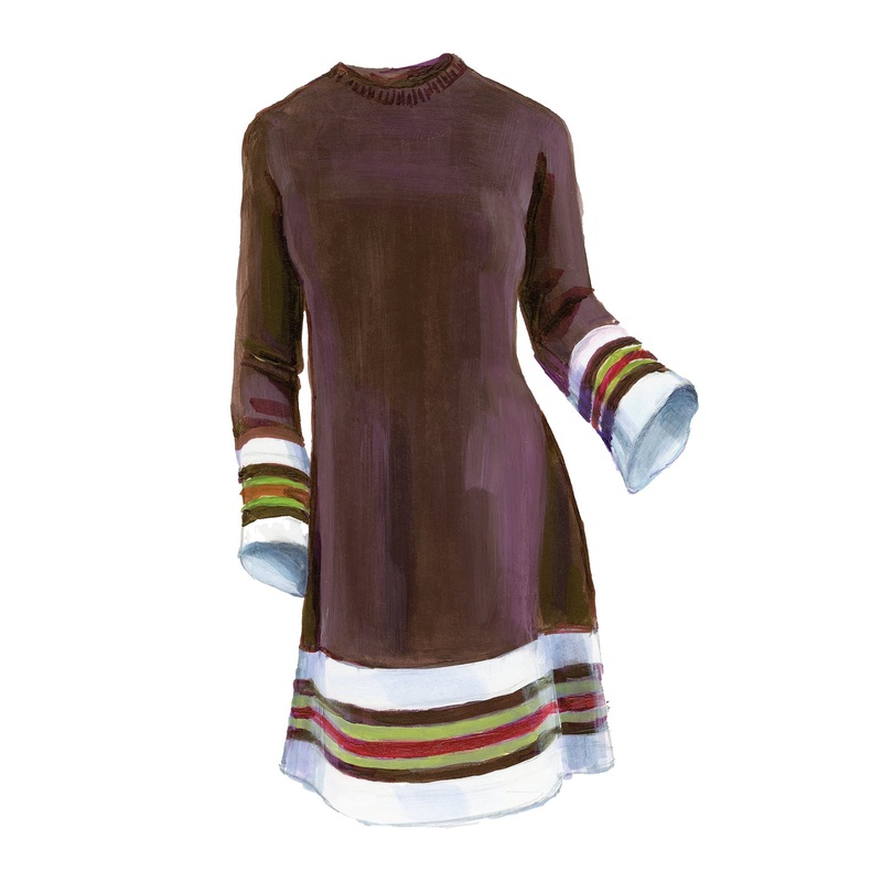 1960s Mod Sweater Dress Brown Multi