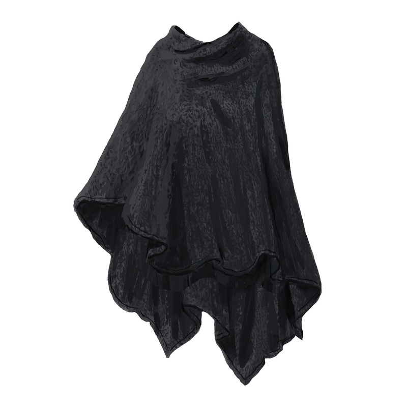 The Cashmere Poncho Black