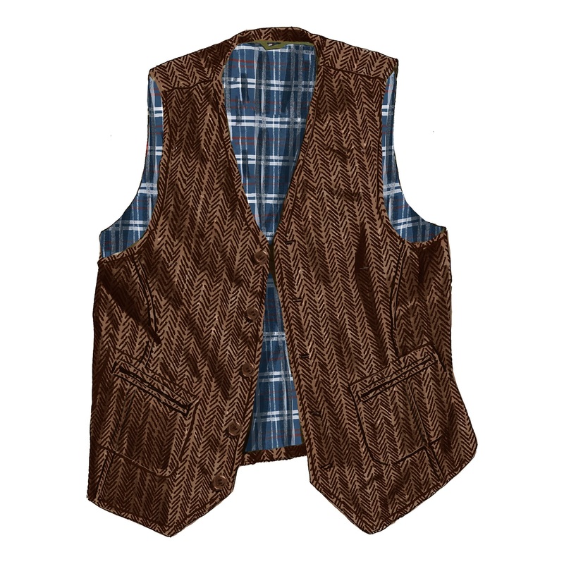 Back East Herringbone Vest Brown