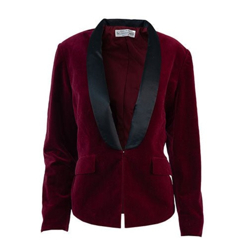 Velvet Tuxedo Blazer Burgundy