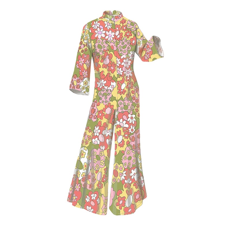 1960s Mod Jumpsuit Pink Green