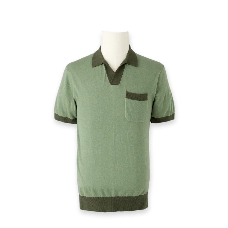 Enzos Johnny Collar Polo Celery