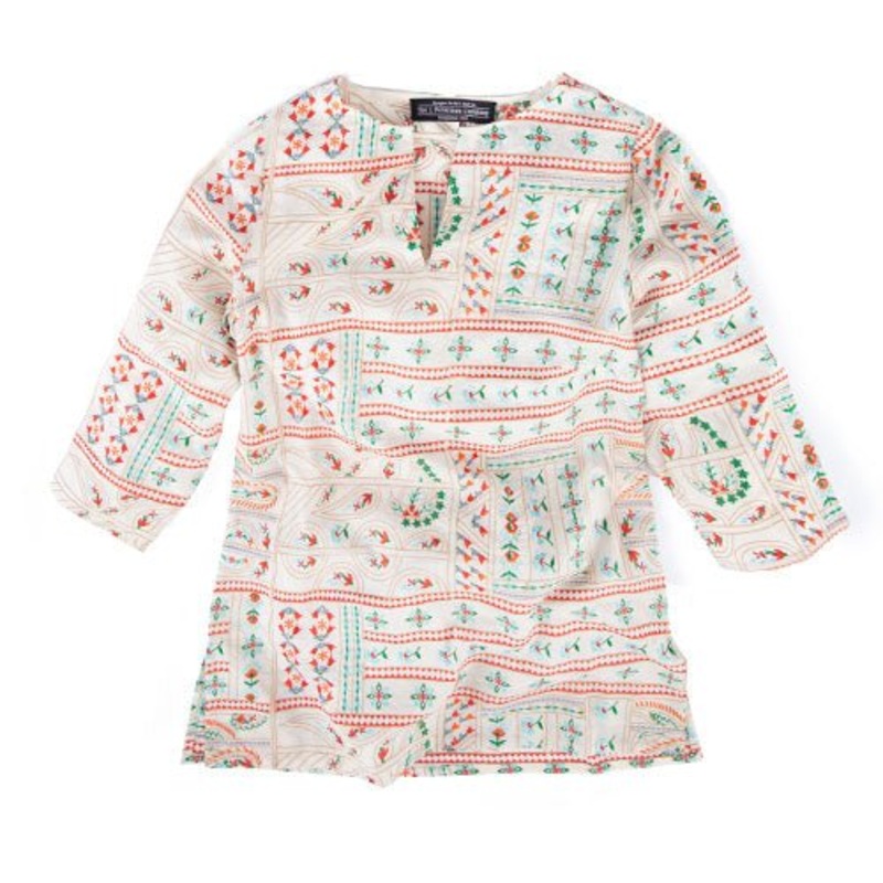 Embroidered Kurta Tunic Orange Multi