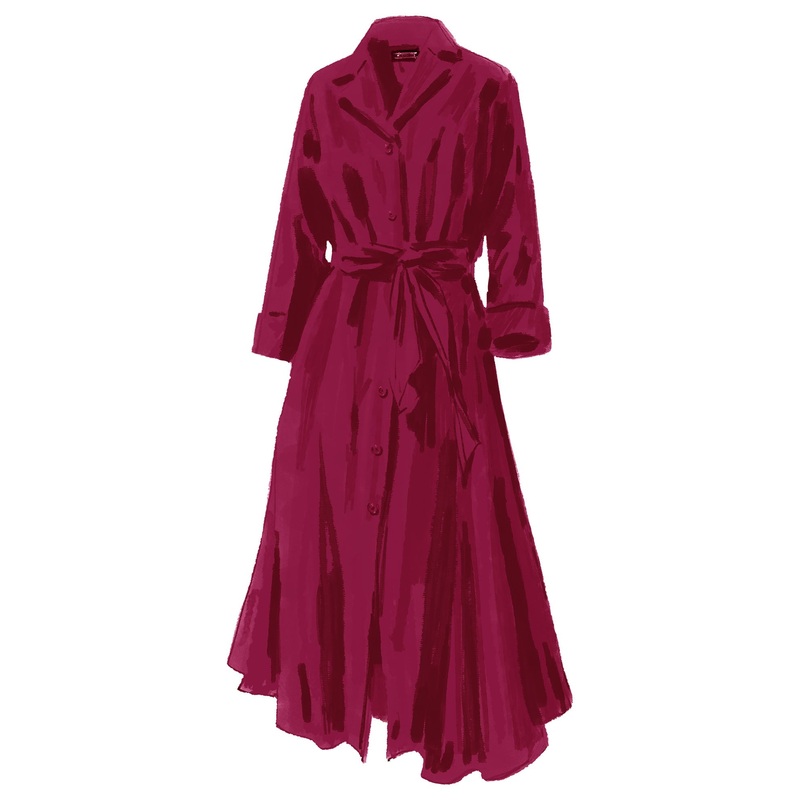 Long-Sleeve 1947 Dress Red Dahlia
