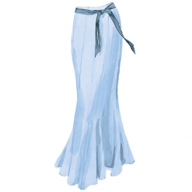 1930’s Silk Linen Gore Skirt Pale Blue