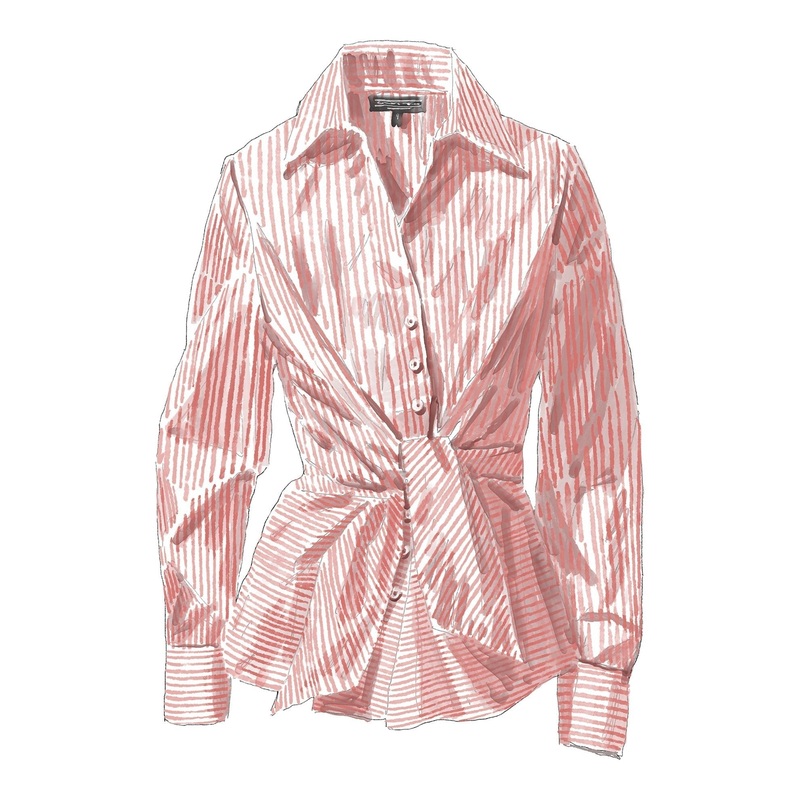 1950s Tie-Front Blouse Peach Stripe