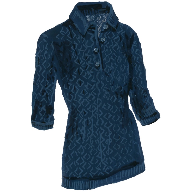 Pointelle Polo Sweater Navy