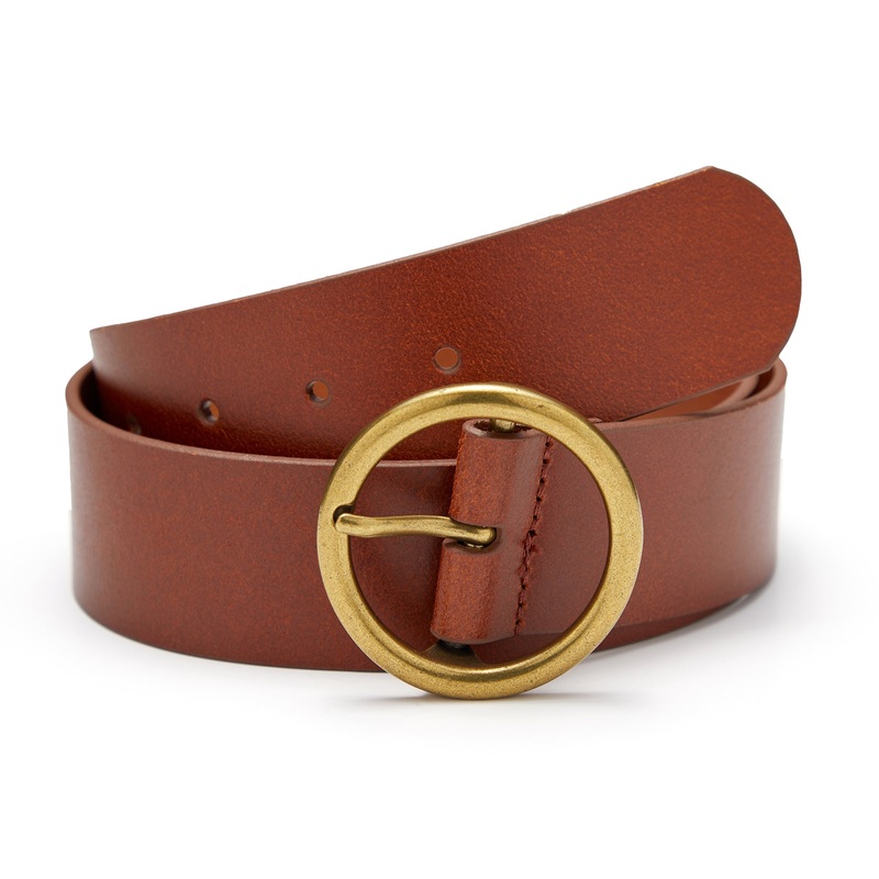 Wide Leather Belt Tan