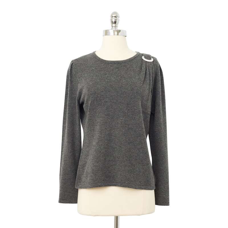 Buckle Cashmere Wool Sweater Charcoal