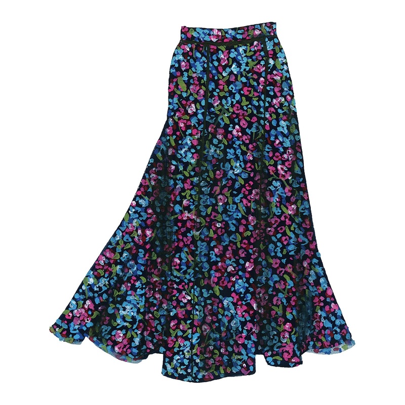 Ditsy Print Skirt Blue Pink Floral