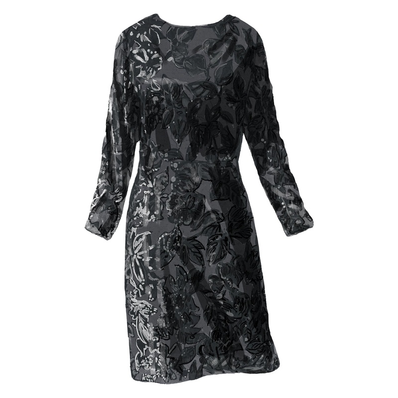 Starburst Applique Dress Black