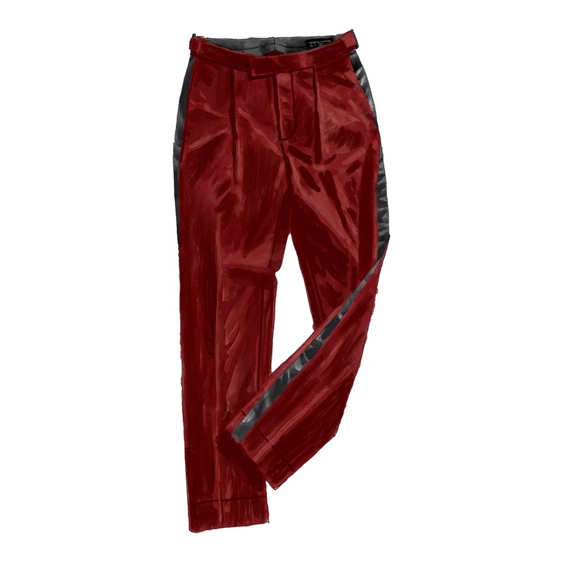 Velvet Tuxedo Trousers Wine