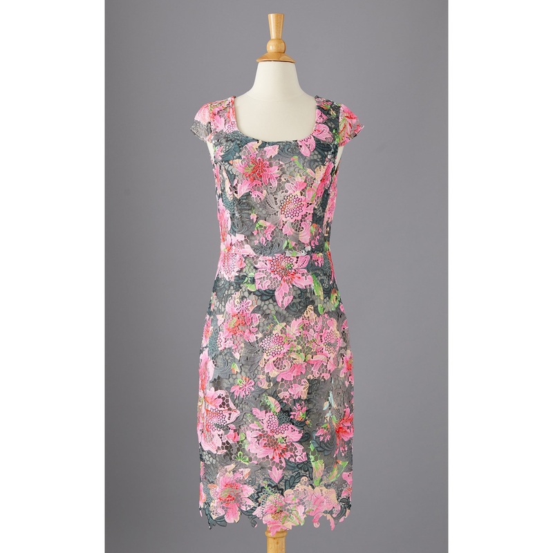 Chromatic Lace Dress Pink Grey Floral