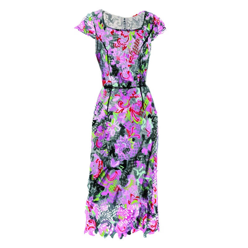 Chromatic Lace Dress Pink Grey Floral