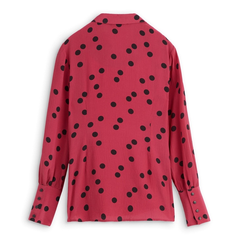 Spirited Polka Dot Blouse Raspberry