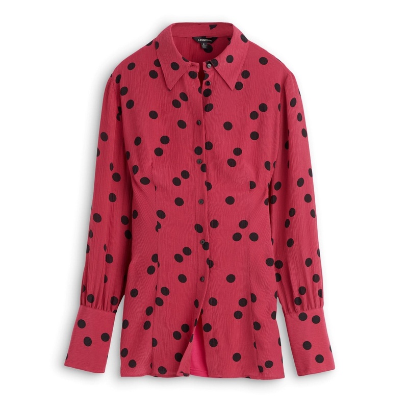 Spirited Polka Dot Blouse Raspberry