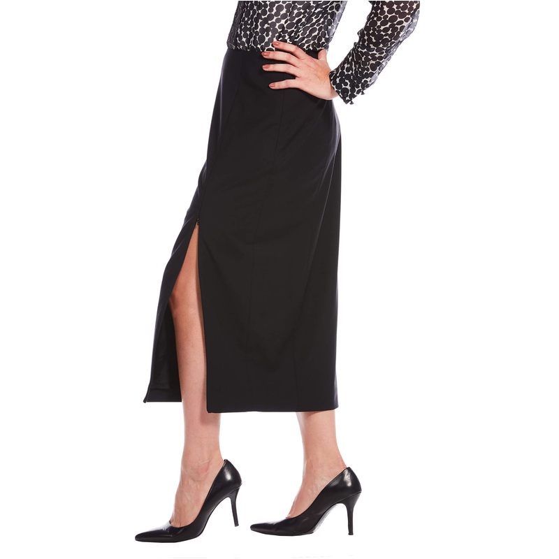 Zip-Slit Pencil Skirt Black