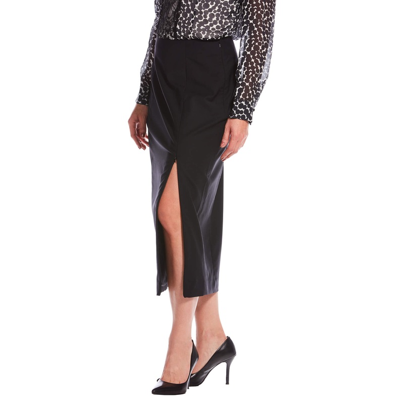 Zip-Slit Pencil Skirt Black