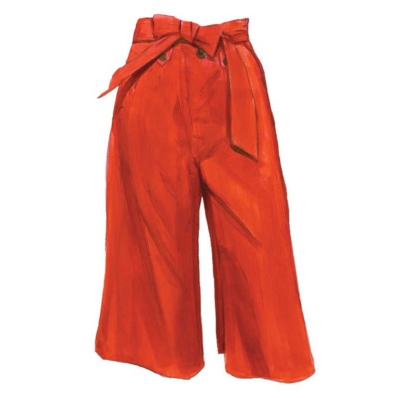 Belted Culottes Lipstick Red