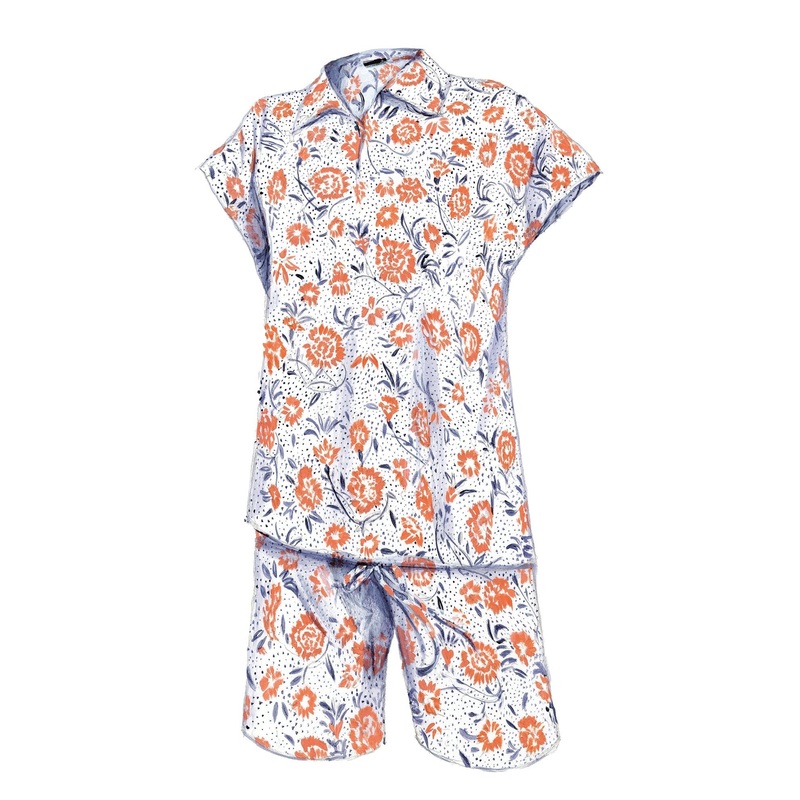 Dreamy Cap Sleeve PJ Shirt Dot Floral