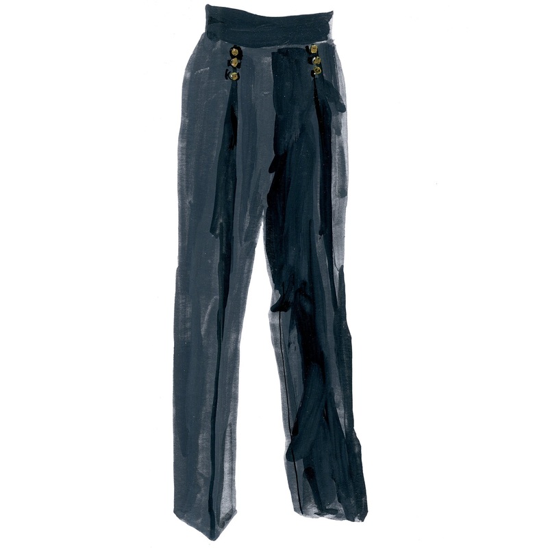 1930’s High-Waisted Trousers Black