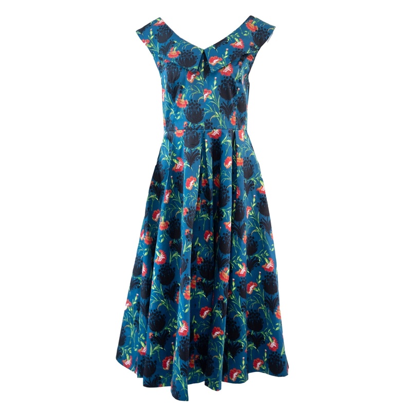 1959 Party Dress Blue Floral
