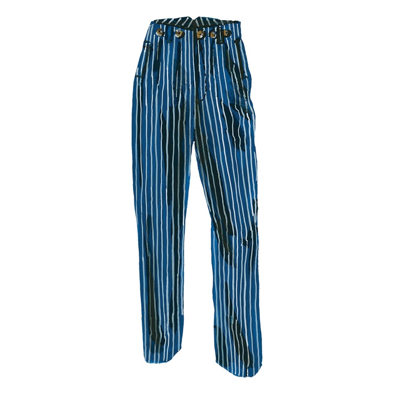 The Linen Glamour Pants Navy Cream Stripe