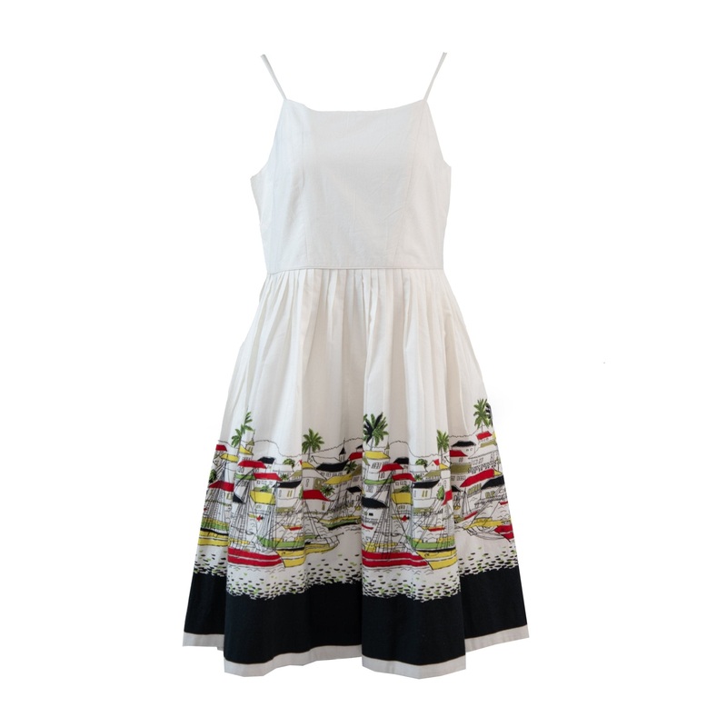 Seascape Fit and Flare Dress Black White