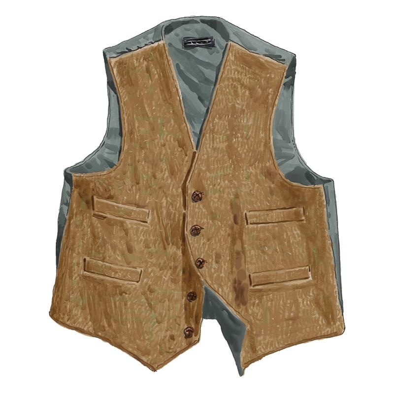 The Front Page Tweed Vest Multi Tan