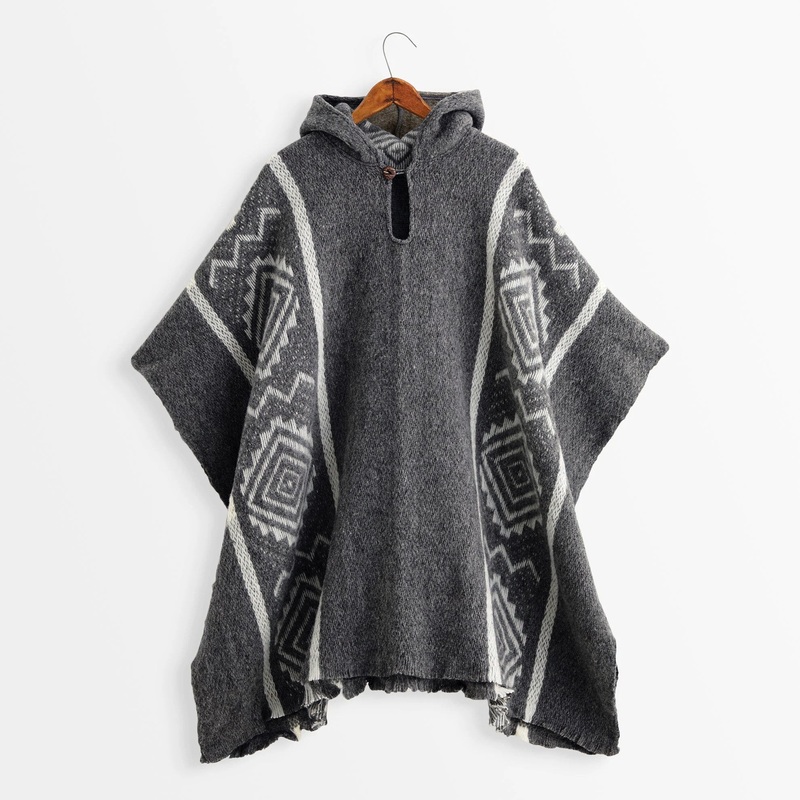 Handwoven Ecuadorian Poncho Grey