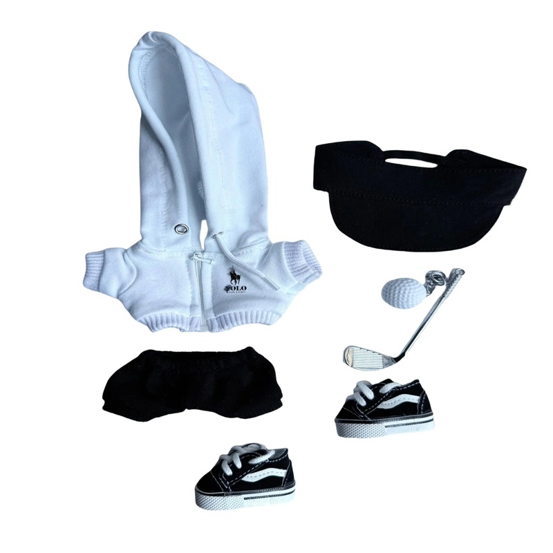 Pop Mart 17cm Labubu Doll Clothes Trendy Polo Golf Outfit 6-Piece Set Fits Gen 1/2/3 (Doll Not Included)-01 6-piece set
