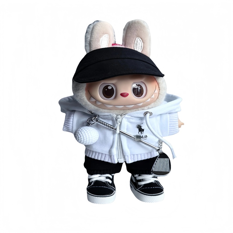 Pop Mart 17cm Labubu Doll Clothes  Trendy Polo Golf Outfit 6-Piece Set  Fits Gen 1/2/3 (Doll Not Included)-01 6-piece set