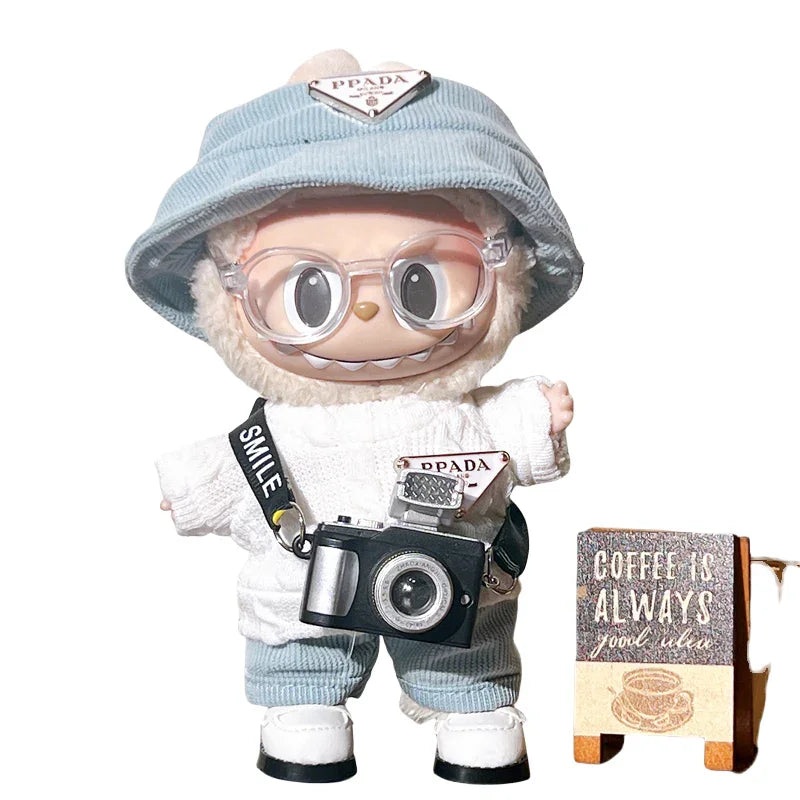 Pop Mart 17cm Labubu Doll Clothes  Urban Streetwear Look 6-Piece Set with Accessories  Fits Gen 1/2/3 (Clothes Only, Doll Not Included)-05 Pink  (6-Piece Set)