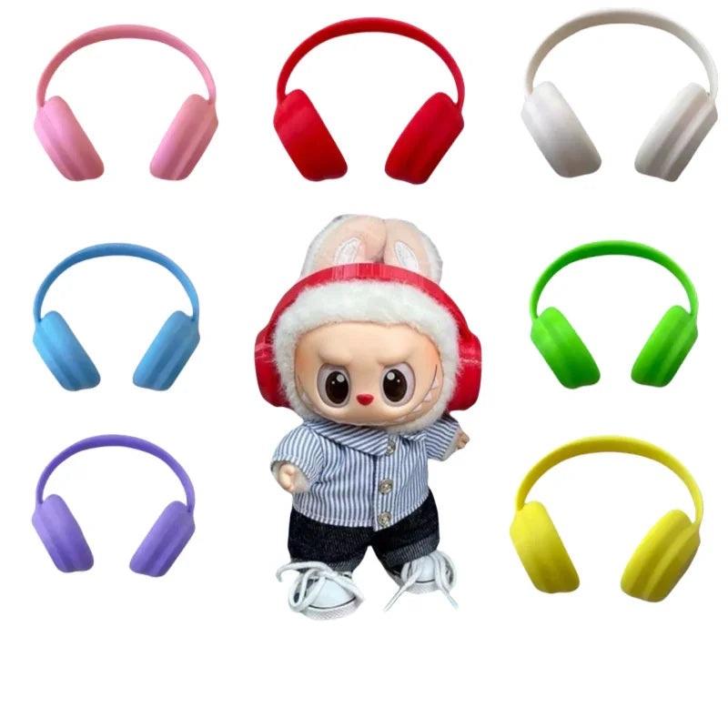 Pop Mart 17cm Labubu Doll Accessories  Headphones / Multiple Colors  Fits Gen 1/2/3 (Doll Not Included)-01 Red